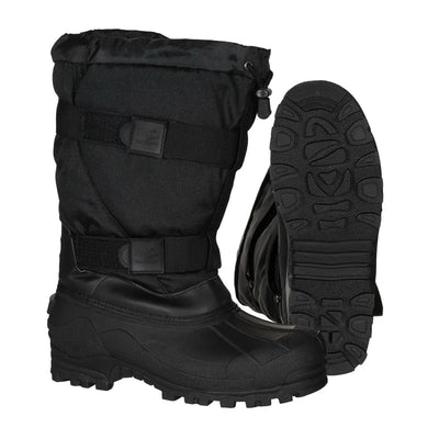 Ein Paar schwarze FoX® Outdoors „Fox 40 C“ Kälteschutzstiefel mit verstellbaren Riemen und Profilsohlen.