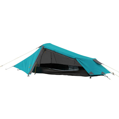 Grand Canyon® Richmond 1 blau-schwarzes Zwei-Personen-Campingzelt, perfekt als Outdoor-Begleiter, isoliert auf weißem Hintergrund.