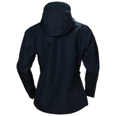 Eine schwarze Helly Hansen® Women's Seven J Rain Jacket vor weißem Hintergrund.