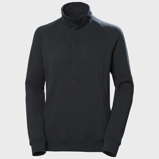 Schwarzer Lillo Outdoor-Pullover für Damen von Helly Hansen® mit hohem Kragen und Strukturmuster.