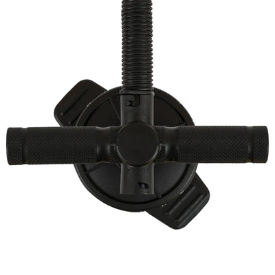 Draufsicht auf eine schwarze HIGHLANDER® Handpump-Hantel „Cyclone Hammer“ mit ergonomischen Griffen.