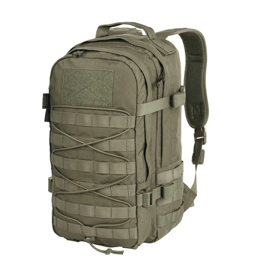 Olivgrüner Helikon-Tex® RACCOON Mk2 Rucksack mit Cordura-Molle-Gurtband.