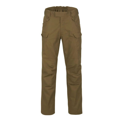 Khakifarbene Cargohosen mit elastischem Bund und mehreren Taschen aus Polycotton Ripstop-Gewebe sind Teil der Helikon-Tex® Urban Tactical Pants – Polycotton Ripstop-Linie.