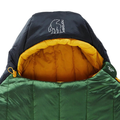 Satz ersetzen: Grüner Nordisk Gormsson Schlafsack mit dunkelblauer und gelber Kapuze für den Außenbereich.
Mit: Grüner Nordisk® Gormsson -10° Mumien-Winterschlafsack mit dunkelblauer und gelber Kapuze für den Außenbereich.