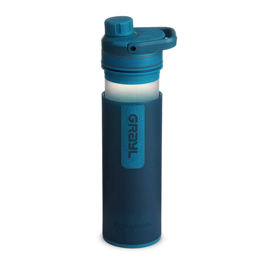 Grayl® Ultrapress Wasserfilter 500 ml Flasche mit Klappdeckel.