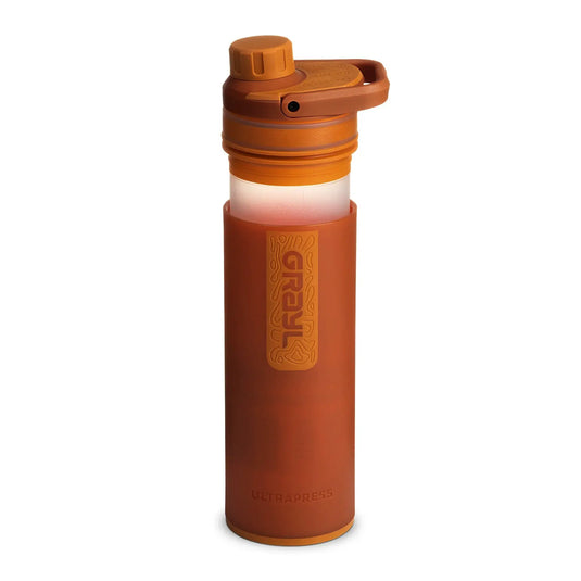 Grayl® Ultrapress Wasserfilter 500 ml Flasche mit Klappdeckel.