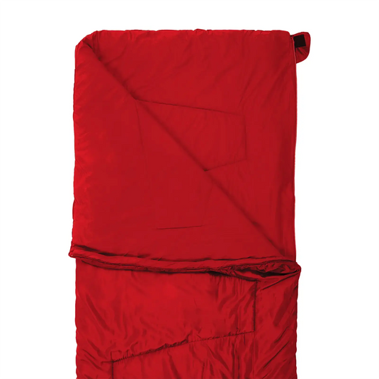 HIGHLANDER® Sleepline 250 Schlafsack aufgefaltet am oberen Ende, isoliert auf einem weißen Hintergrund.