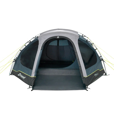 Ein Outwell® Cloud 4-Campingzelt mit entferntem Überzelt, dessen Mesh-Innenschicht vor einem weißen Hintergrund zur Geltung kommt.