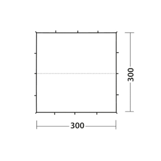 Eine technische Zeichnung eines quadratischen Robens® TARP 3 x 3 m, konzipiert für den Außenbereich.